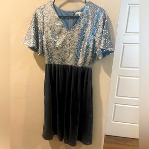 JessaKae sequin and velvet blue dress